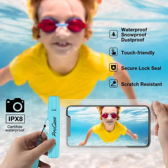 Alt view image 3 of 6 - 2 Pack Waterproof Phone Pouch Case, 7" Universal Underwater Cellphone Dry Bag for iPhone 17 Air 16 15 14 13 Pro Plus Max 12 11, Galaxy S24 S23 S22 Ultra Pixel -Blue/Green