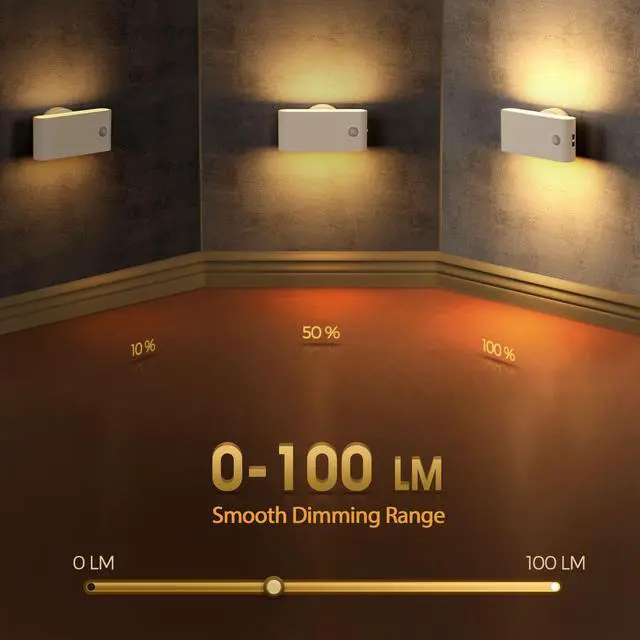 Alt view image 4 of 7 - Motion Sensor Stair Light Indoor 2 Pack LED Wall Sconce White Night Lights Plug into Wall Magnetic Stick-On, Rechargeable 8000mAh Battery Operateded Wall Lamp for Hallway, Stairs, Bedroom