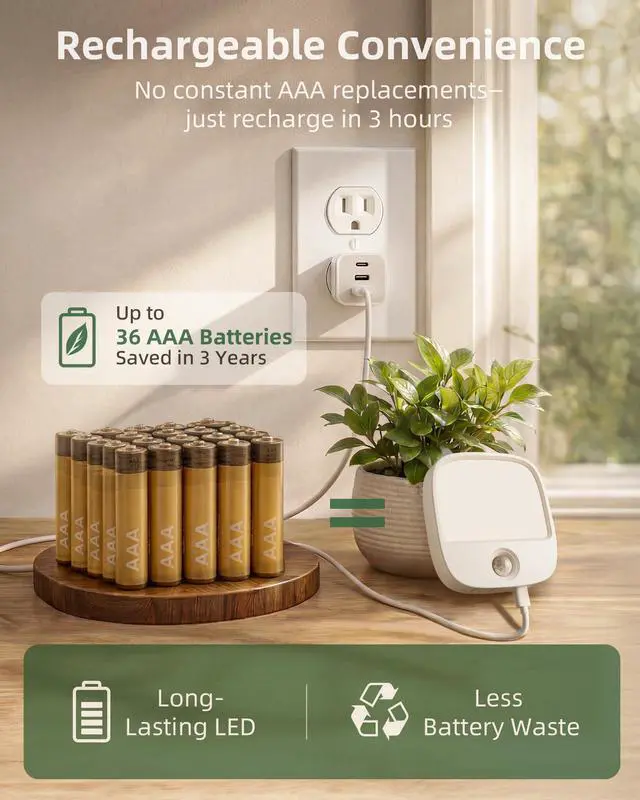 Alt view image 3 of 7 - Rechargeable Motion Sensor Night Light, Magnetic Stick-On LED Light with 3 Color Temperatures, Dimming & Memory, Portable Cordless Light for Closet, Bedroom, Hallway, Stairs, Bathroom (1 Pack)