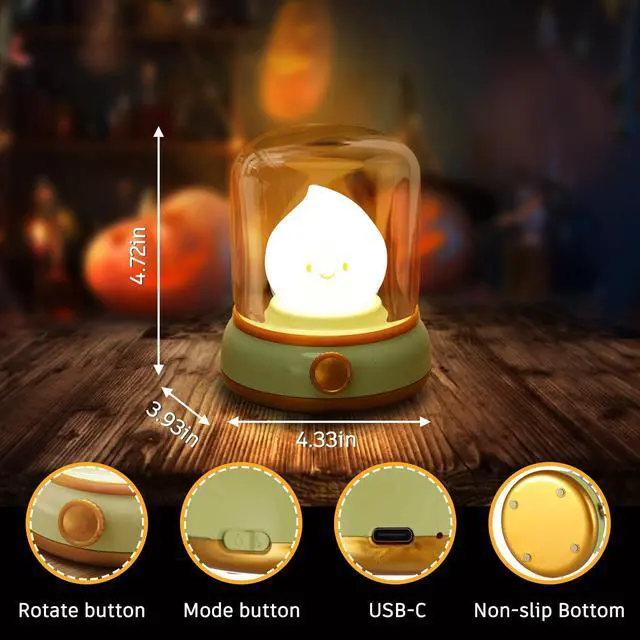 Alt view image 6 of 7 - 2Pack Ghost Campfire Night Light, Small Cute Desk Lamp, Dimmable Cordless Bedside Table Lamp, Rechargebale Battery Oprated Warm Night Light for Bedroom/Kids/Baby Nursery, Vintage Ambient Lighting