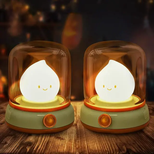 Main image of 2Pack Ghost Campfire Night Light, Small Cute Desk Lamp, Dimmable Cordless Bedside Table Lamp, Rechargebale Battery Oprated Warm Night Light for Bedroom/Kids/Baby Nursery, Vintage Ambient Lighting