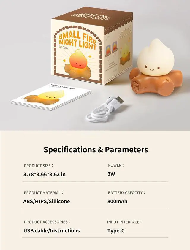 Alt view image 7 of 7 - Table Decorations,Campfire Night Light,USB Rechargeable Flame Lamp with White Noise,Silicone Cute & Funny Night Light for Kids, Indoor Outdoor Decorative Lights Gift