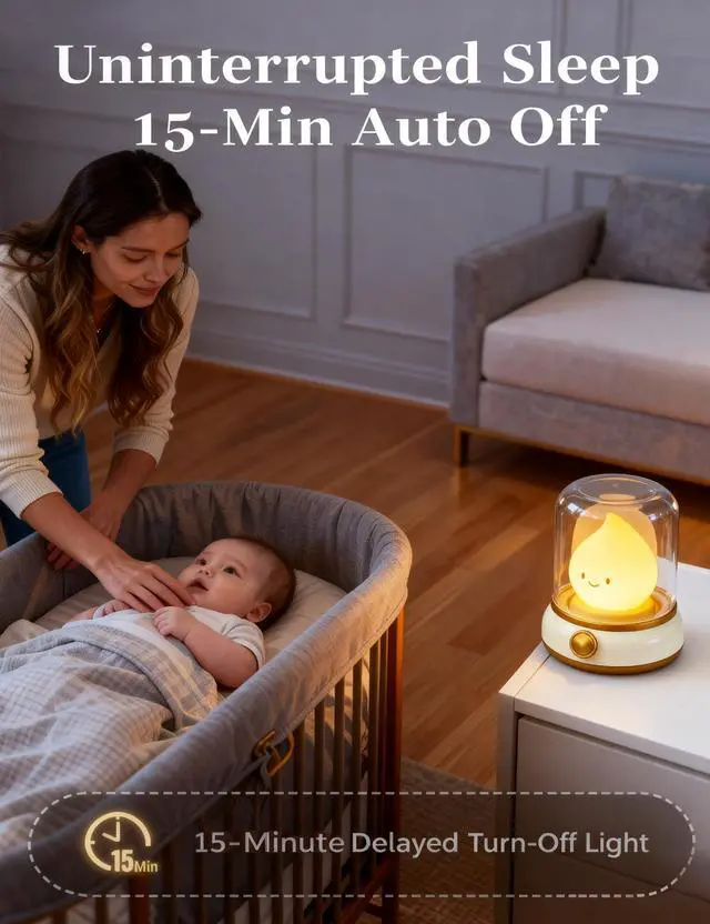 Alt view image 7 of 7 - Ghost Flame Night Light Lamp, Cute Rechargeable Lantern Lamp with Flickering Candlelight Effect, Dimmable Bedside Light for Bedroom Nursery Decor