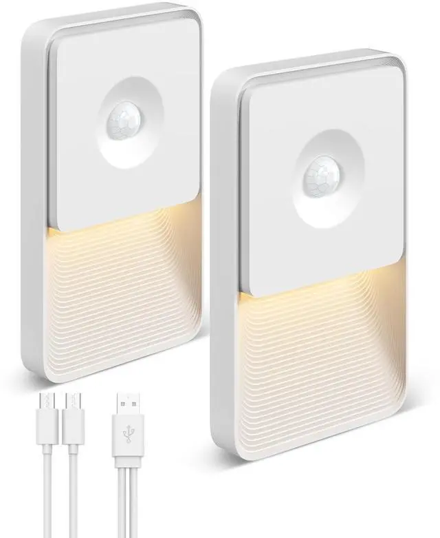 Main image of Rechargeable Motion Sensor Night Lights, Magnetic Stair Lights Indoor, Warm Dimmable Night Light for Hallway,Bathroom,Bedroom,Closet(2 Pack)
