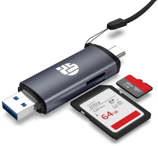 Main image of 2-in-1 Memory Card Reader, USB 3.0 SD Card Adapter with Dual Slots, 2 Cards Simultaneously Read & Write, Portable SD Card Reader for iMac, iPad Pro/Air, MacBook Pro/Air, Chromebook, Android Galaxy