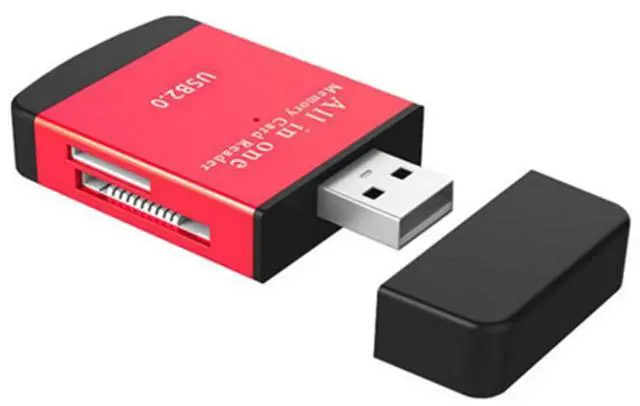 Main image of 4 in 1 Card Reader USB2.0 to SD Micro SD TF MS MMC M2 Cardreader for Laptop PC Smart Card Reader SD Card Reader 4 in 1 Card Adapter (Red)