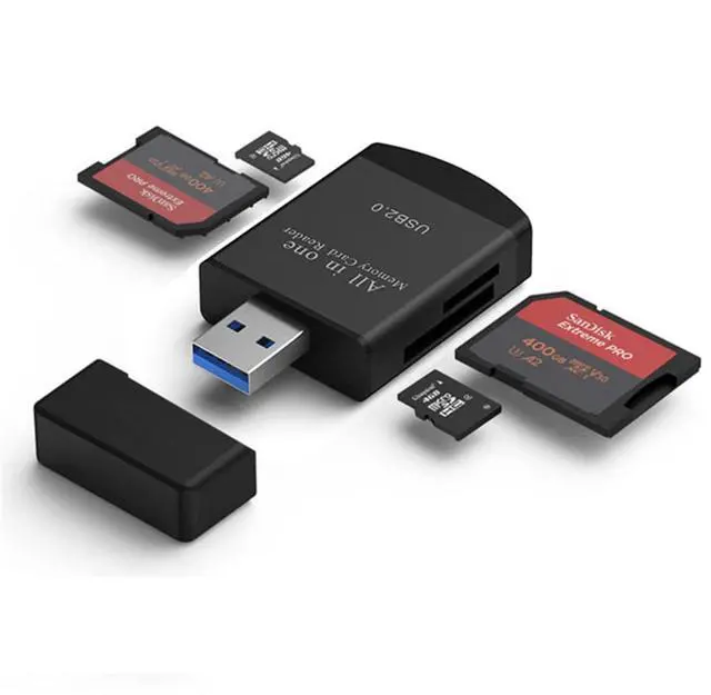 Alt view image 5 of 7 - 4 in 1 Card Reader USB2.0 to SD Micro SD TF MS MMC M2 Cardreader for Laptop PC Smart Card Reader SD Card Reader 4 in 1 Card Adapter (Red)