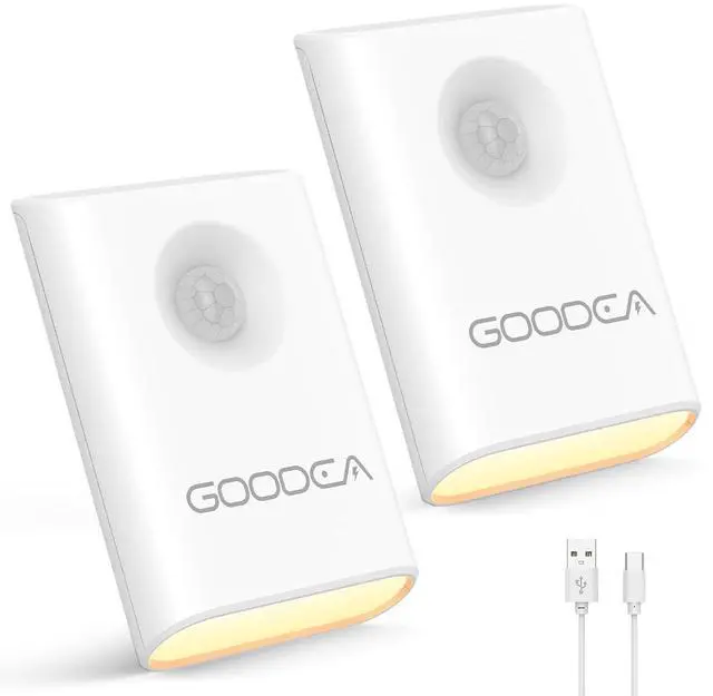 Main image of Rechargeable Battery Night Light with Motion Sensor, Wireless, Magnetic & Dimmable Stair Light, Portable Mini 3000K Warm White Stick-on Indoor Night Light for Bathroom, Hallway, Toilet, Bedroom, Stair