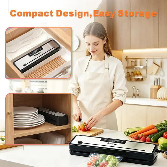 Alt view image 7 of 7 - Compact Vacuum Sealer Machine, 75kPa Food Sealer Vacuum Sealer