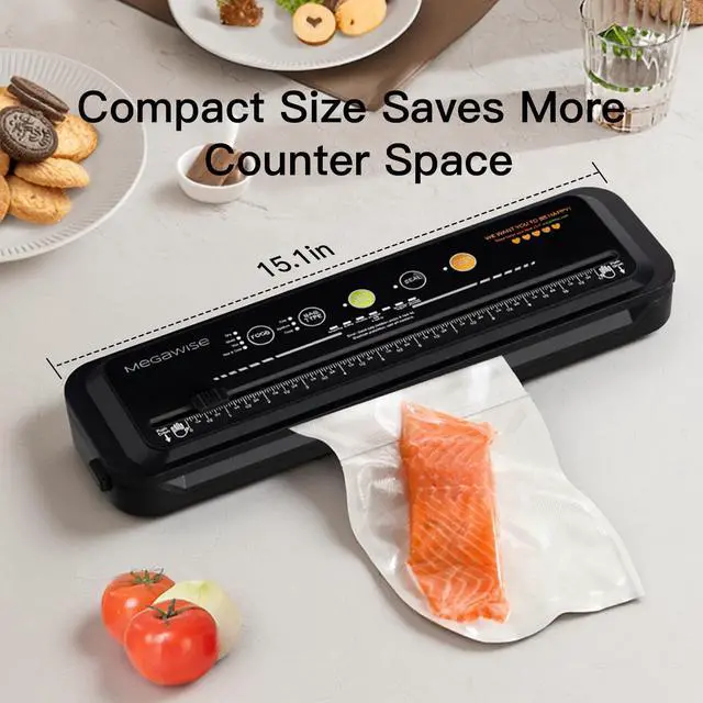 Alt view image 3 of 7 - Updated Vacuum Sealer Machine (2025), Food Sealer w/Starter Kit, Dry & Moist Food Modes, Compact Design with 10 Vacuum Bags & Built-in Cutter