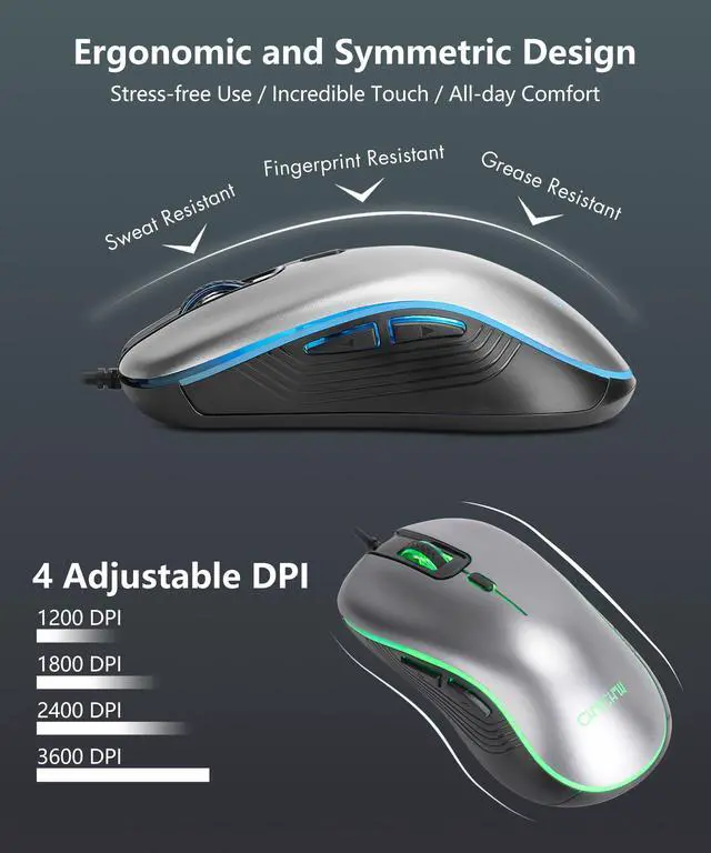 Alt view image 3 of 7 - USB Wired Keyboard and Mouse Combo with Backlit, Large Print for Computer