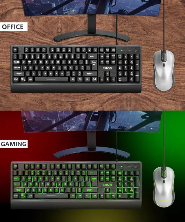 Alt view image 6 of 7 - USB Wired Keyboard and Mouse Combo with Backlit, Large Print for Computer