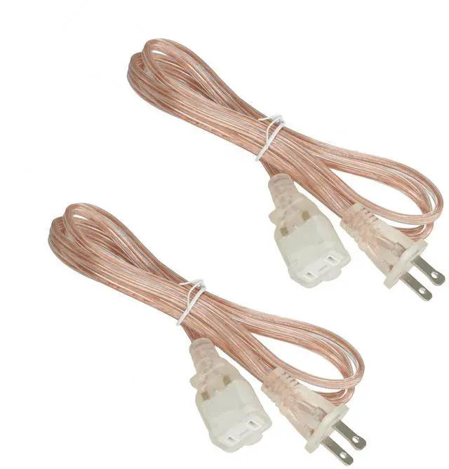 Main image of 2 Pack Clear Visible Copper Extension Cord, 2 Prong 6FT NEMA 1-15P Replacement Power Cable,18 AWG Female Male Extension Cords, Bulk Holiday String Light Cord for Indoor Christmas Decor, 10A 125v