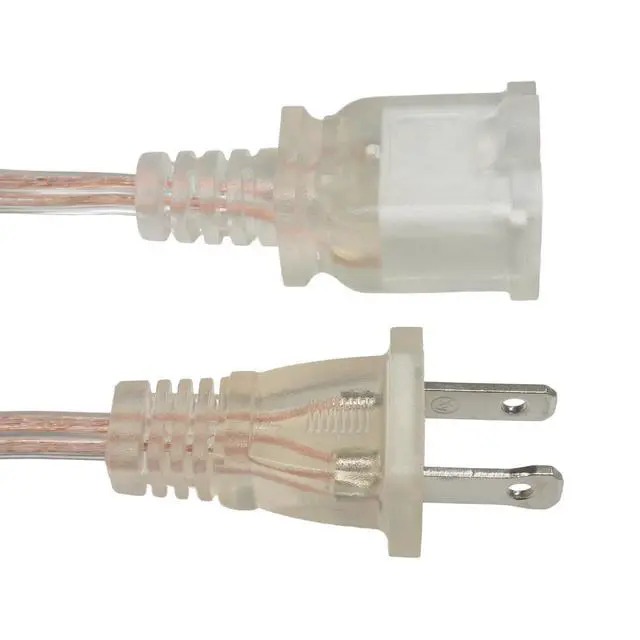 Alt view image 5 of 7 - 2 Pack Clear Visible Copper Extension Cord, 2 Prong 6FT NEMA 1-15P Replacement Power Cable,18 AWG Female Male Extension Cords, Bulk Holiday String Light Cord for Indoor Christmas Decor, 10A 125v