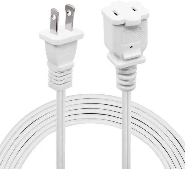 Main image of 5 FT Extension Cord, White 2 Prong, 18 AWG Small Polarized Male-Female Power Cable for Indoor, NEMA 1-15P to NEMA 1-15R,Small Extension Cord