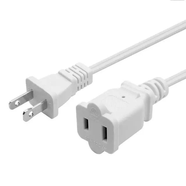 Alt view image 2 of 7 - 5 FT Extension Cord, White 2 Prong, 18 AWG Small Polarized Male-Female Power Cable for Indoor, NEMA 1-15P to NEMA 1-15R,Small Extension Cord