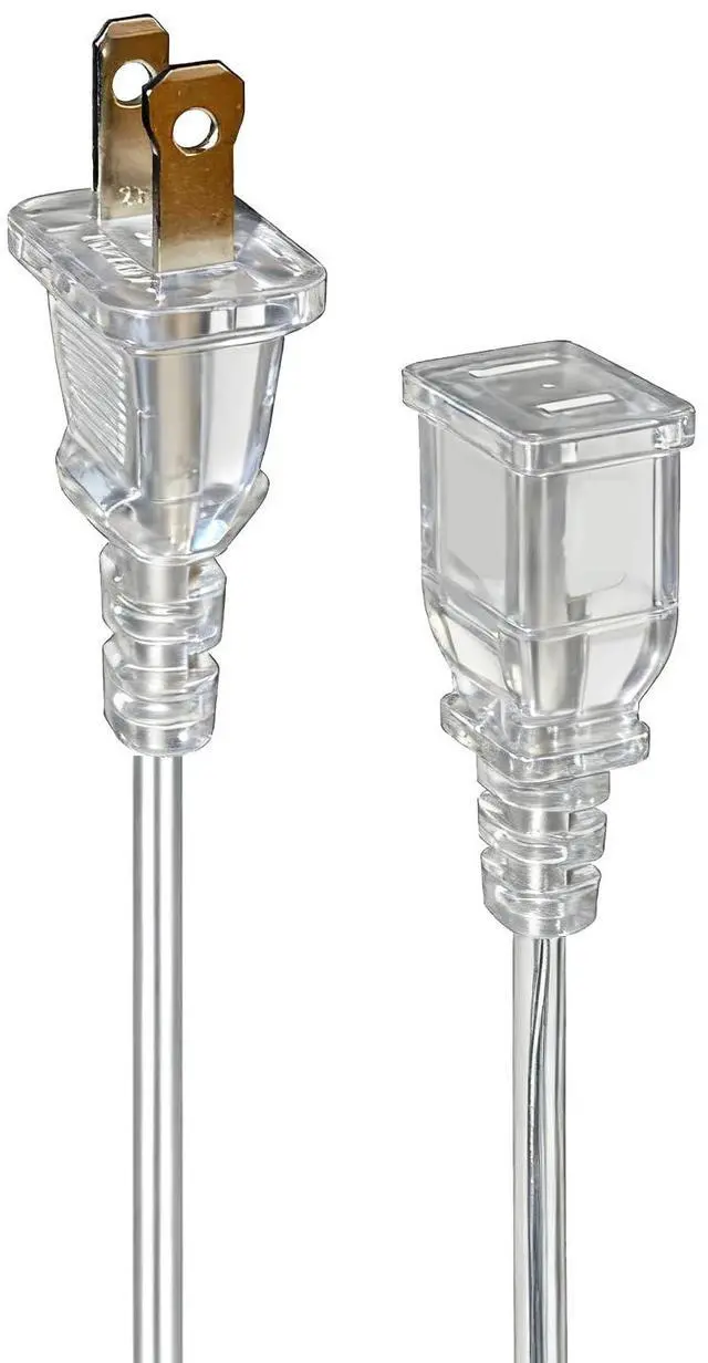 Main image of Clear Extension Cord Thin 6 Feet for Lamp,Camera,LED Light,Chrismas Light,2 Prong Single Plug,5A 125V 625W