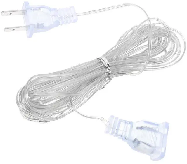 Main image of Transparent Led Strip Lights Extension Cable 6 Us Plug 2-Prong Male-Female Cord for Indoor Curtain Lights String Lights Holiday Decor Plug-and-Play Connection