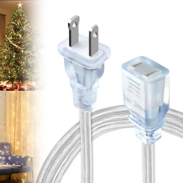 Main image of Short Clear Extension Cord 3FT, 1 Pack Single Skinny Extension Cord Indoor Thin, UL Polarized 2 Prong, 18 AWG 250V 7.5A, Discreet Lightweight Small Power Cable 3 Foot for Lamp