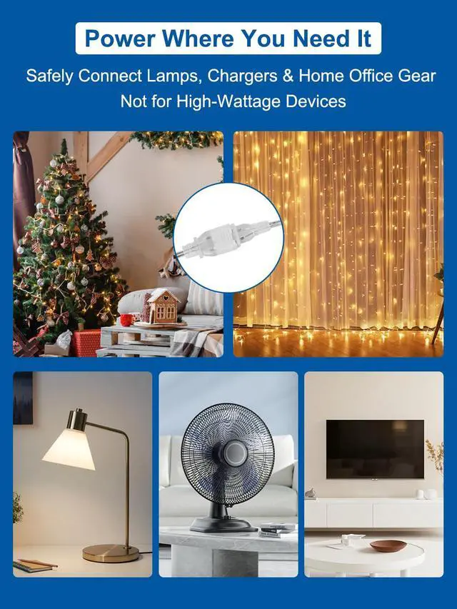 Alt view image 7 of 7 - Short Clear Extension Cord 3FT, 1 Pack Single Skinny Extension Cord Indoor Thin, UL Polarized 2 Prong, 18 AWG 250V 7.5A, Discreet Lightweight Small Power Cable 3 Foot for Lamp