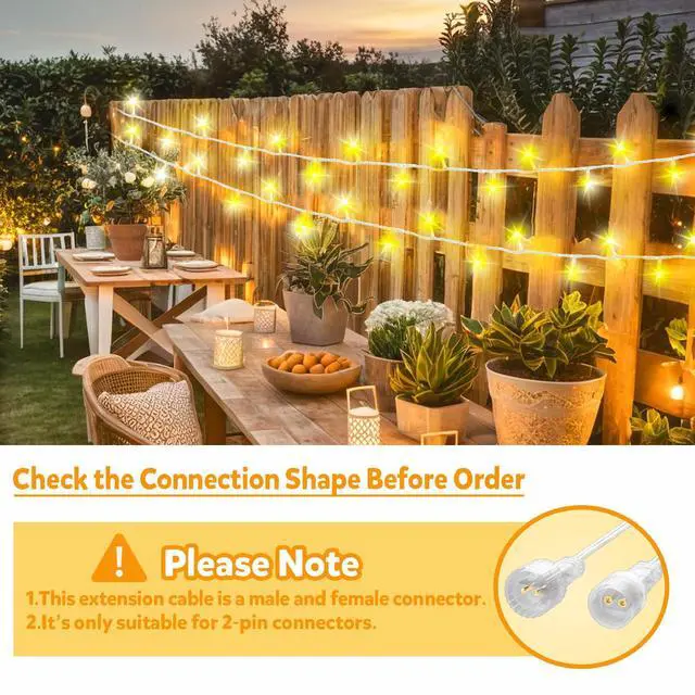 Alt view image 2 of 6 - Extension Cords for String Lights Inflatable Decorations, 2 Pin 16.4FT Outdoor Extension Cable Waterproof for Class2 Power Adapter Solar Pannel Holiday Transparent