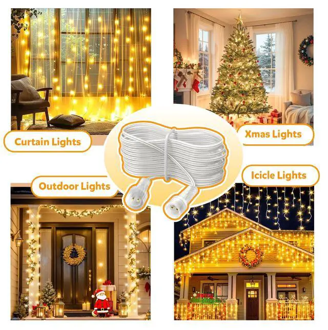 Alt view image 6 of 6 - Extension Cords for String Lights Inflatable Decorations, 2 Pin 16.4FT Outdoor Extension Cable Waterproof for Class2 Power Adapter Solar Pannel Holiday Transparent