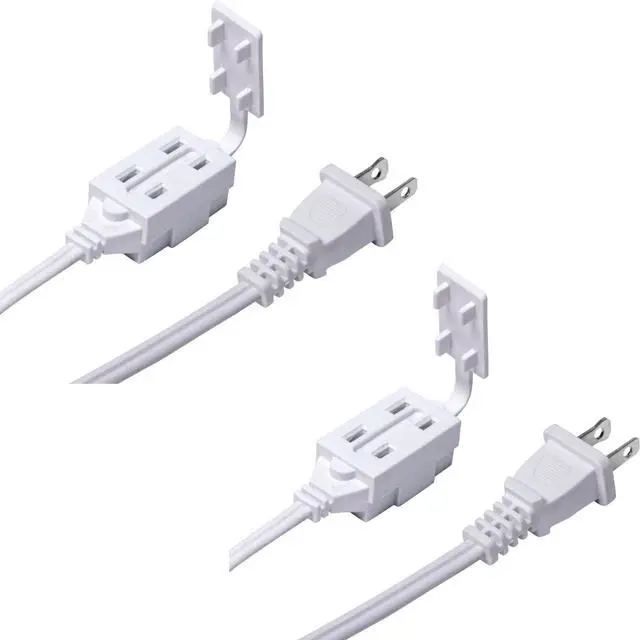 Main image of 6-Foot 2-Prong Indoor Outlet Extension Cord with Tamper Guard CTCORD6FT-WH, Slim Indoor Extension Cord and Cube Tap for Home Essentials, Apartments, and Home Improvement Projects