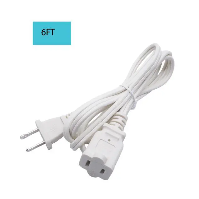 Alt view image 2 of 6 - 6 FT Indoor 2 Prong Extension Cords, 18 Gauge 125V 10A Male to Female Power Cord for Nema 1-15P to 1-15P, White
