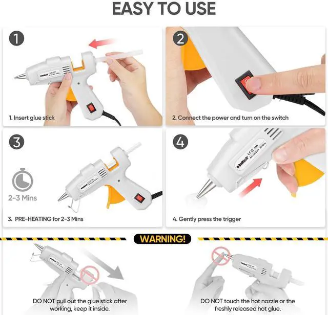 Alt view image 5 of 7 - 20W Mini Hot Glue Gun with 30 Glue Sticks Set, Fast Preheating Hot Glue Gun Kit Heavy Duty Gluegun for Craft, DIY, Repairs (White)