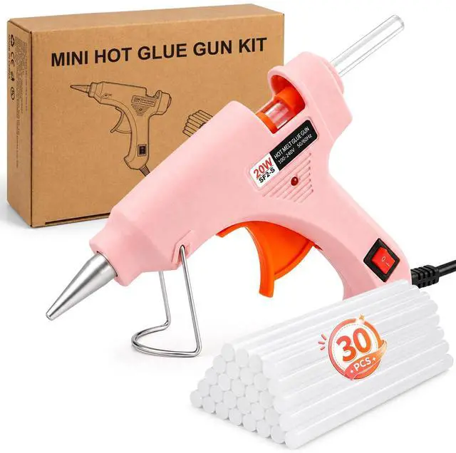 Main image of Mini Hot Glue Gun Kit with 30 Glue Sticks, 20W Fast Preheating Hot Glue Gun And Sticks Set for School Crafts, DIY Arts & Quick Home Repairs, Pink
