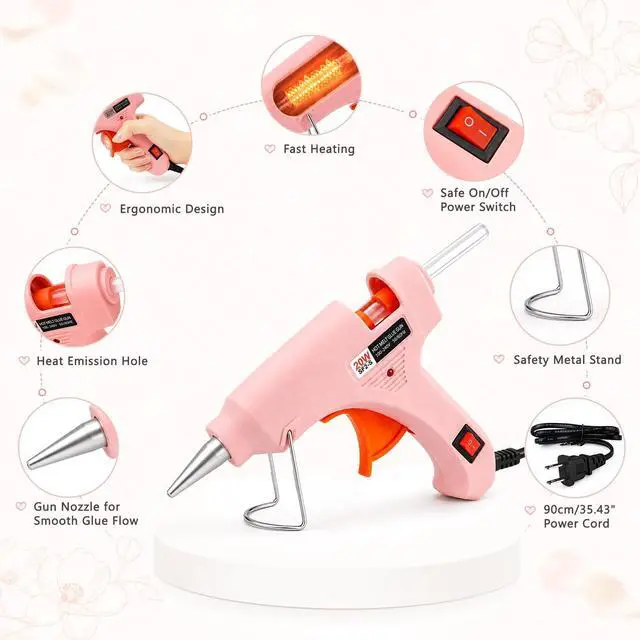 Alt view image 2 of 6 - Mini Hot Glue Gun Kit with 30 Glue Sticks, 20W Fast Preheating Hot Glue Gun And Sticks Set for School Crafts, DIY Arts & Quick Home Repairs, Pink
