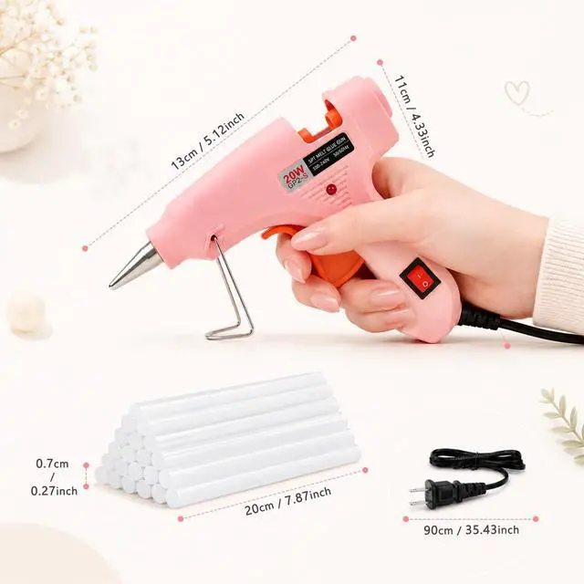 Alt view image 5 of 6 - Mini Hot Glue Gun Kit with 30 Glue Sticks, 20W Fast Preheating Hot Glue Gun And Sticks Set for School Crafts, DIY Arts & Quick Home Repairs, Pink