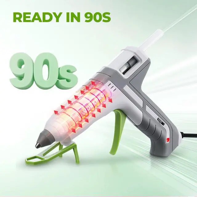 Alt view image 6 of 7 - Hot Glue Gun Full Size - 60/100W Dual Temp Glue Gun and Sticks Set with 10 PCS Glue Sticks (7/16") - 90S Fast Preheating Hot Glue Gun Kit for Construction, Crafting, DIY and Repairs - White
