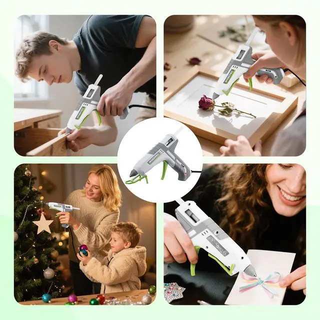 Alt view image 7 of 7 - Hot Glue Gun Full Size - 60/100W Dual Temp Glue Gun and Sticks Set with 10 PCS Glue Sticks (7/16") - 90S Fast Preheating Hot Glue Gun Kit for Construction, Crafting, DIY and Repairs - White