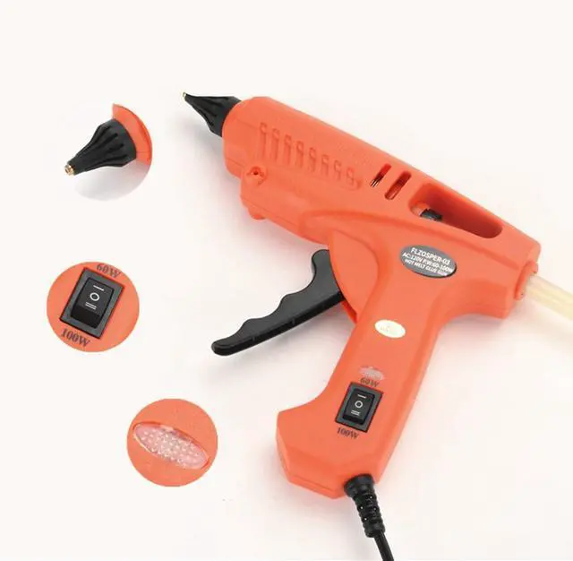 Alt view image 3 of 7 - 60/100W Full Size Hot Glue Gun with 20-Piece Glue SticksDual Power Large Glue Gun High Temp Melt Glue Gun Kit Suitable for DIY Arts Craft Projects, Home Quick Repairs, Gray
