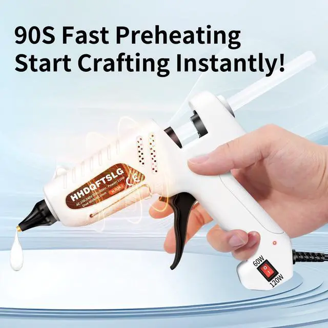 Alt view image 3 of 7 - 60/120W Full Size Hot Glue Gun Kit, Dual Power Glue Gun with 30PCS Premium Glue Sticks (6"x0.44"), Fast Preheating Heavy Duty Industrial Hot Melt Glue Gun for Craft,DIY and Gift Making