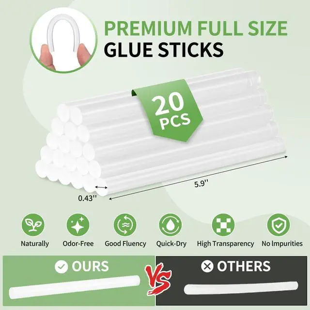 Alt view image 5 of 7 - Hot Glue Gun Full Size, 60W/100W Dual Temp Large Glue Gun with 20PCS Sticks Set, High Temp Heavy Duty Industrial Glue Gun for Craft, Arts, Home Repair, DIY & Sealing