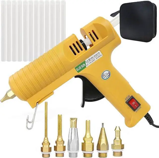 Main image of Hot Glue Gun,Full Size High Temperature Glue Gun Kit with 12 Clear Glue Sticks, 60/100W. For Craft School DIY Art Home and Quick Repair -Yellow