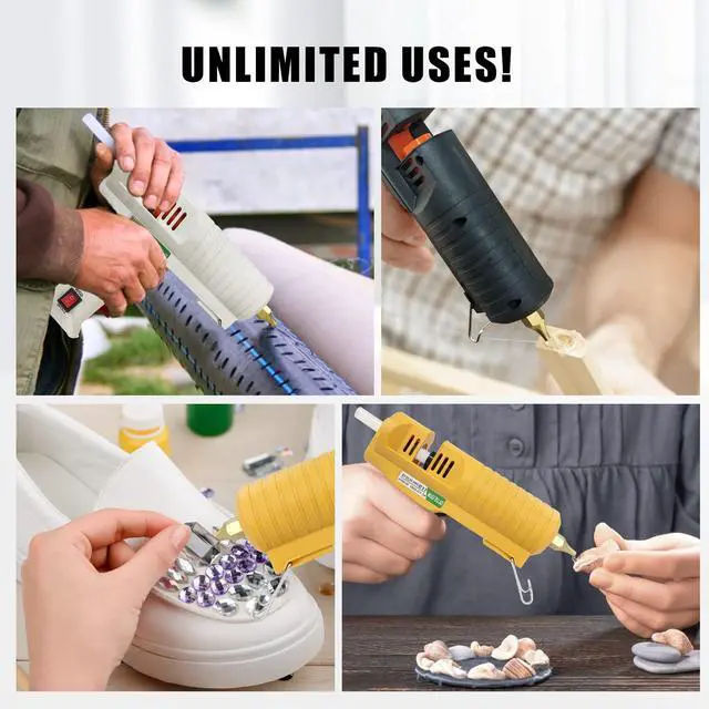Alt view image 6 of 7 - Hot Glue Gun,Full Size High Temperature Glue Gun Kit with 12 Clear Glue Sticks, 60/100W. For Craft School DIY Art Home and Quick Repair -Yellow