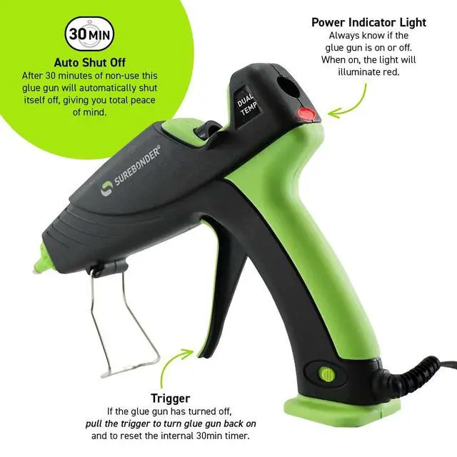 Alt view image 2 of 5 - Auto Shut Off Hot Glue Gun, Dual Temperature, Full Size, 1.5X Power of Full Size Glue Guns, Easy-Adjust Temp for Multiple Projects (Ultra Series DT-360F)