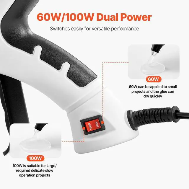 Alt view image 2 of 7 - Hot Glue Gun, 60/100W Dual Power, Mini Hot Glue Gun with 20 Premium Glue Sticks and Oxford Cloth Bag, Fast Preheating & High Temp Melt Glue Gun for Crafts, Arts, DIY, Quick Home Repairs, White