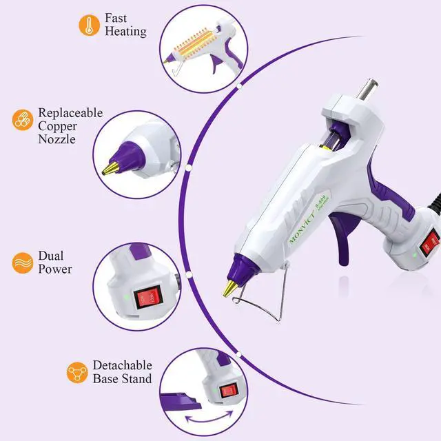 Alt view image 3 of 7 - Full Size Hot Glue Gun, Dual Temp 60/100W Base Stand