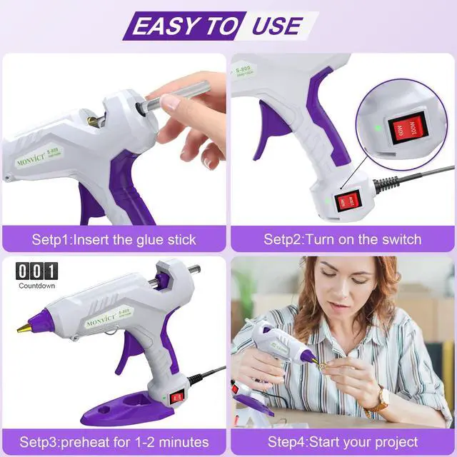 Alt view image 6 of 7 - Full Size Hot Glue Gun, Dual Temp 60/100W Base Stand