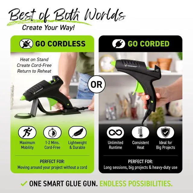 Alt view image 2 of 7 - Cordless Hot Glue Gun, High Temperature, Full Size, 60W, 50% More Power - Sturdily Bonds Metal, Wood, Ceramics, Leather & Other Strong Materials (Specialty Series CL-800F)