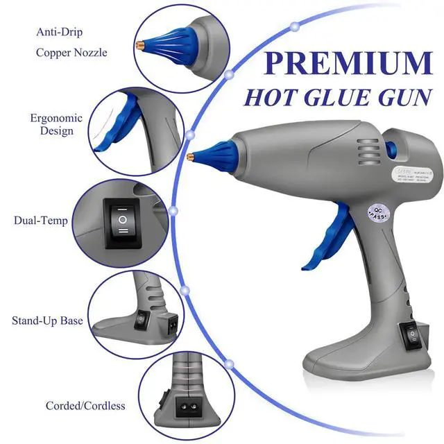 Alt view image 2 of 6 - Hot Glue Gun Full-Size, 80/120W Dual Temp, Anti-Drip, for DIY Craft