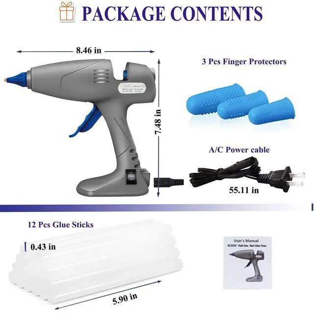 Alt view image 5 of 6 - Hot Glue Gun Full-Size, 80/120W Dual Temp, Anti-Drip, for DIY Craft