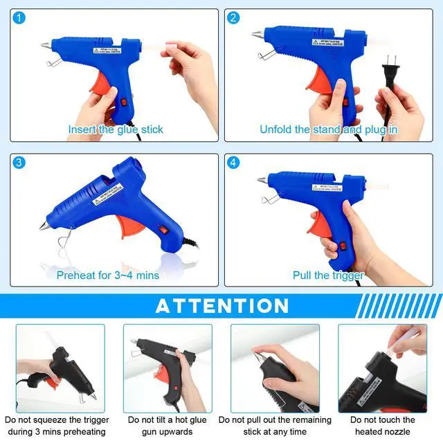 Alt view image 3 of 7 - 4 Pieces 100w Full Size Hot Glue Gun Heavy Duty Hot Glue Gun Kit for DIY Crafts Projects Home Repair(Blue)