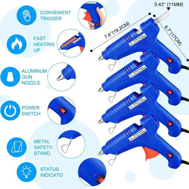 Alt view image 5 of 7 - 4 Pieces 100w Full Size Hot Glue Gun Heavy Duty Hot Glue Gun Kit for DIY Crafts Projects Home Repair(Blue)