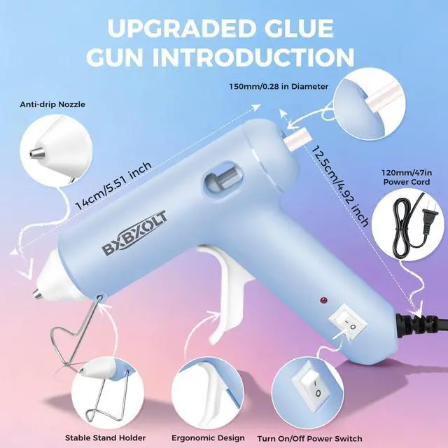 Alt view image 3 of 7 - 30W Hot Glue Gun Kit with 30 Premium Clear Glue Sticks, Fast Preheating Low Temp Hot Melt Glue Gun for DIY Crafts, Art Projects, School Handcrafts & Household Quick Repairs, Light Blue