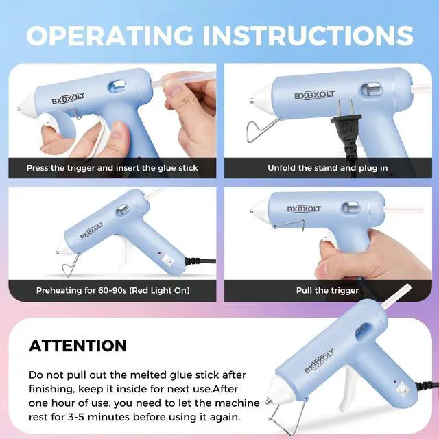 Alt view image 5 of 7 - 30W Hot Glue Gun Kit with 30 Premium Clear Glue Sticks, Fast Preheating Low Temp Hot Melt Glue Gun for DIY Crafts, Art Projects, School Handcrafts & Household Quick Repairs, Light Blue